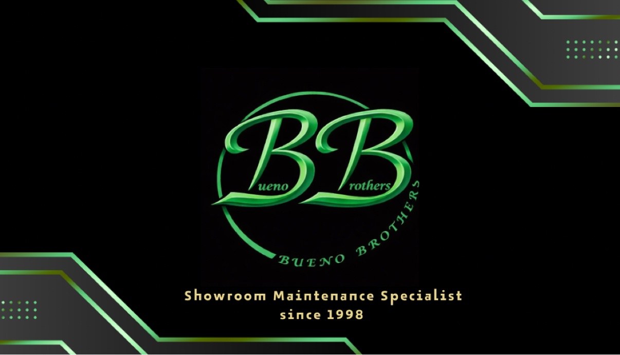 Maintenance by Bueno Brothers business card — Showroom Maintenance Specialist since 1998